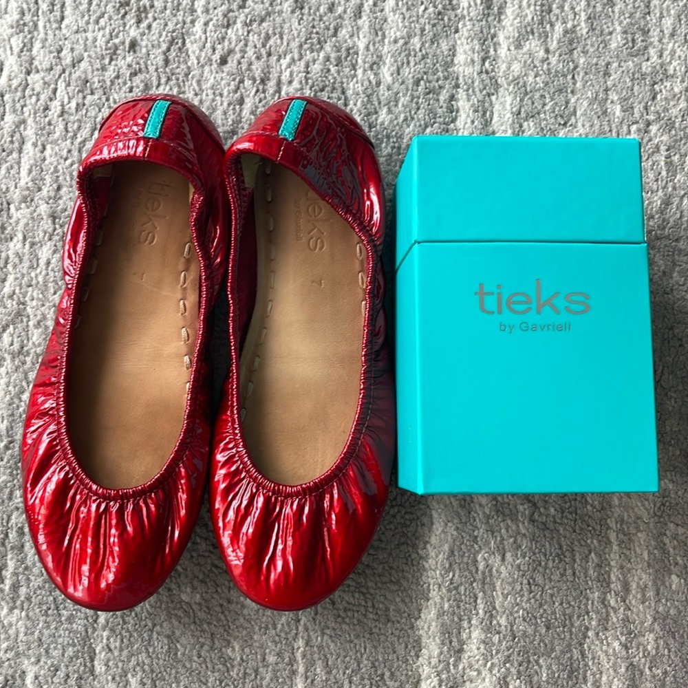 Tieks Ruby Red Patent Shoes